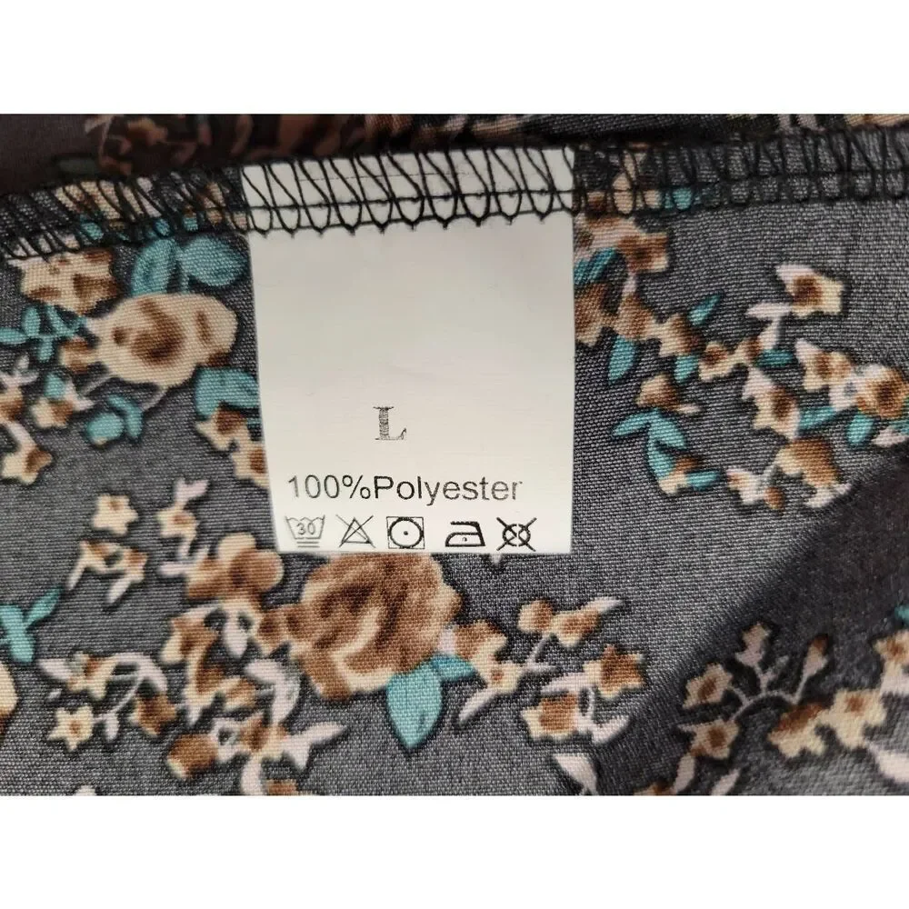 Boho cottage core floral country skirt flowers black gypsy medium women's clothi